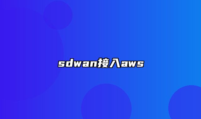 sdwan接入aws