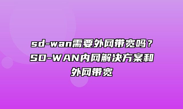 sd-wan需要外网带宽吗？SD-WAN内网解决方案和外网带宽
