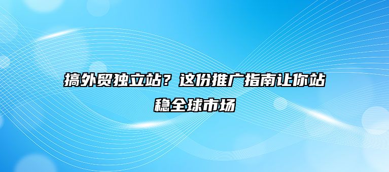 搞外贸独立站？这份推广指南让你站稳全球市场