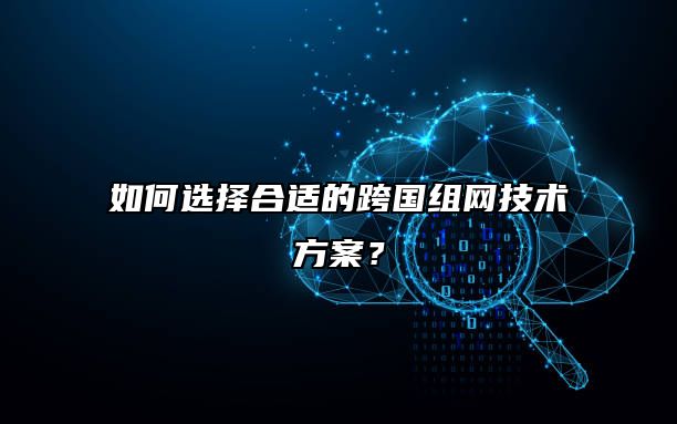 如何选择合适的跨国组网技术方案？