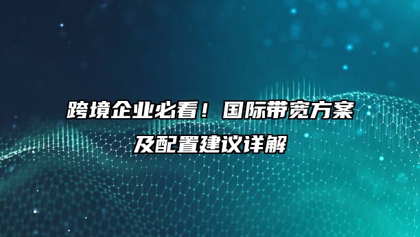 跨境企业必看！国际带宽方案及配置建议详解