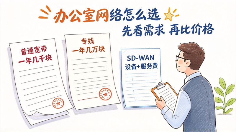 办公室网络怎么选？宽带、专线和 SD-WAN 有什么区别