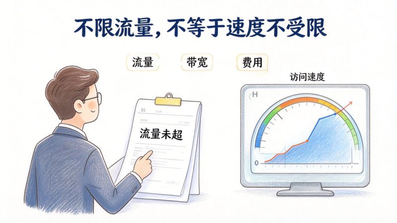海外服务器写着“不限流量”，为什么用起来还是被限速？